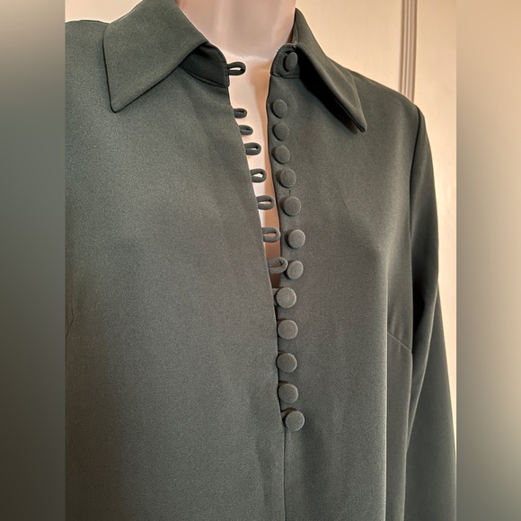 Zara Forest Green Tunic Dress with Bell Sleeves NWT - Picture 6 of 7